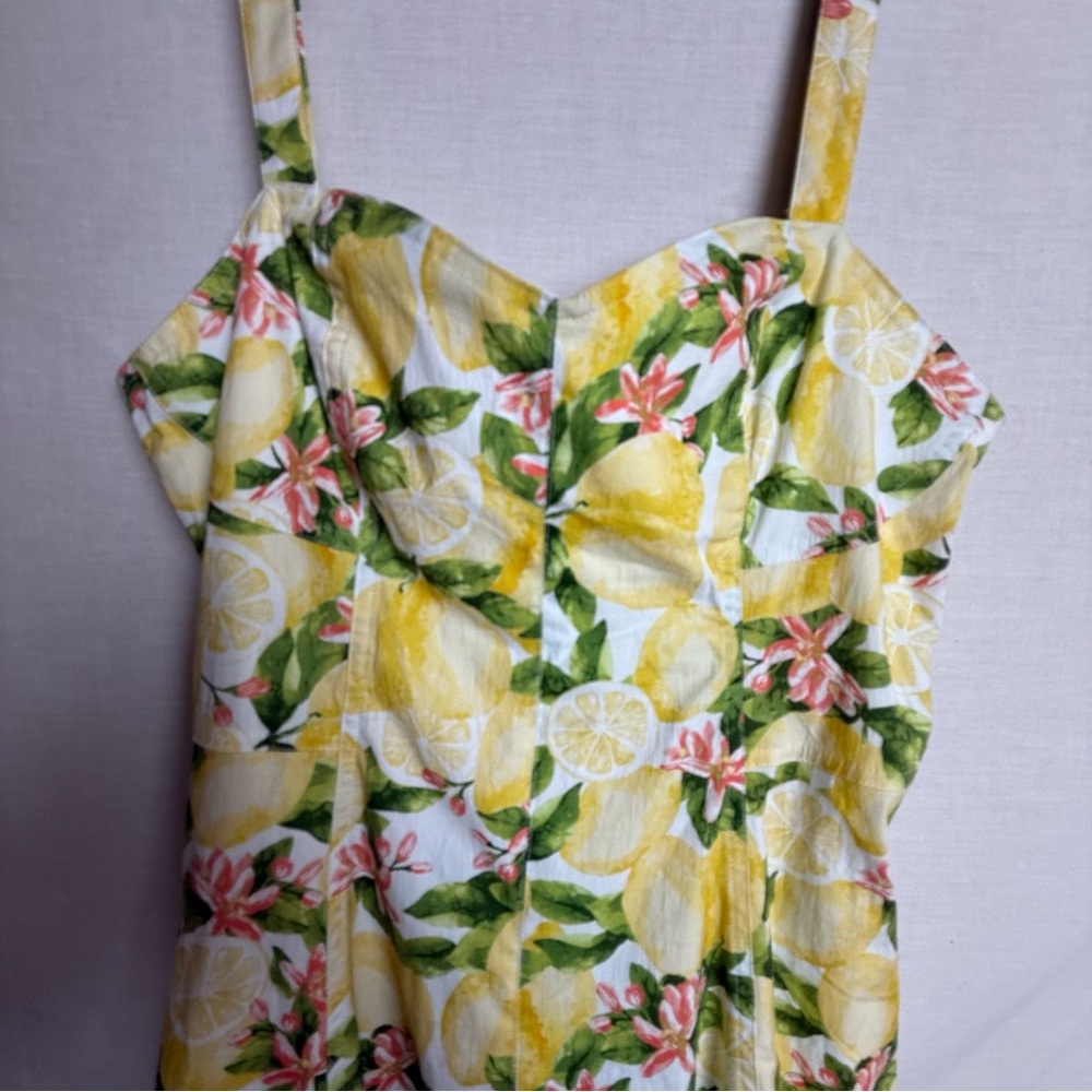 Avec Les Filles Lemon Corset Style Lemon Printed Mini Dress- Size 14 NWT - Picture 4 of 9